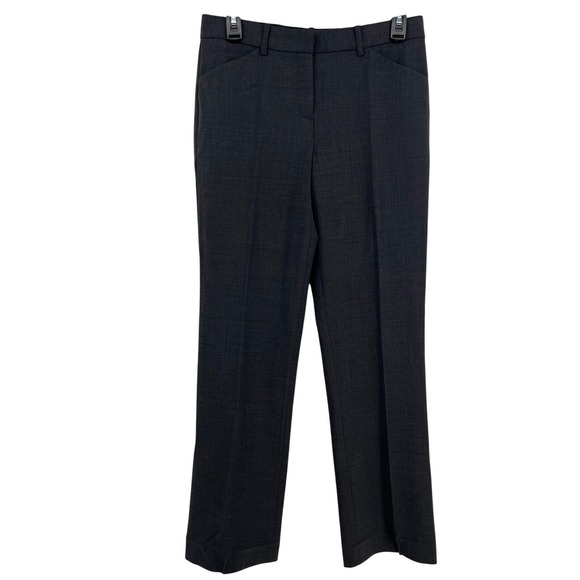 Theory Pants - Theory Max 2 Wool Blend Charcoal Gray Dress Pant Flat Front Trousers Made in USA